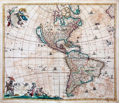 Novissima et totius Americae descriptio accurate, map of Americas and Pacific de Frederik de Wit (1629 ou 1630-1706), Amsterdam de Frederick de Wit