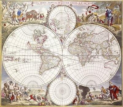 World map from Atlas Maior, c.1705 de Frederick de Wit