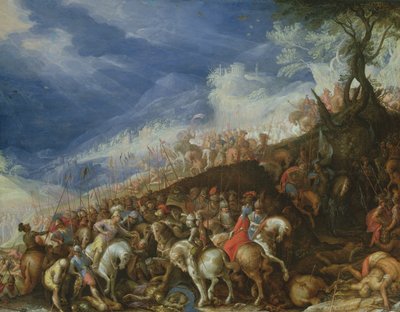 Alexandre o Grande e os seus capitães recuperam o Imperador Dario de Frederick van Valkenborch