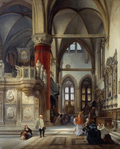 Interior da igreja dos Frades (Frari) em Veneza de Frederico Moja