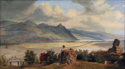 Vista do Siebengebirge com Königswinter e a ruína de Frederik Hansen Sodring