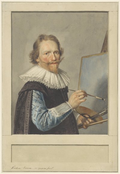 Retrato de Frederik Hendricksz. Vroom para seu cavalete de Frederik Hendricksz. Vroom