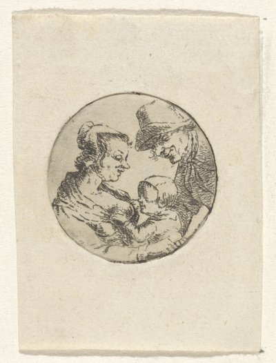 Homem e mulher com criança de Frederik Hendrik Weissenbruch