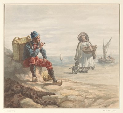 Pescadores na praia de Frederik Willem Zürcher