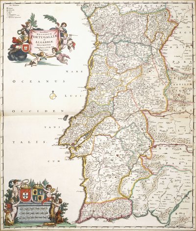 Mapa mostrando Portugal, c.1680 de Frederik de Wit