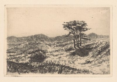 Paisagem montanhosa com três pinheiros de Frederik van Eeden