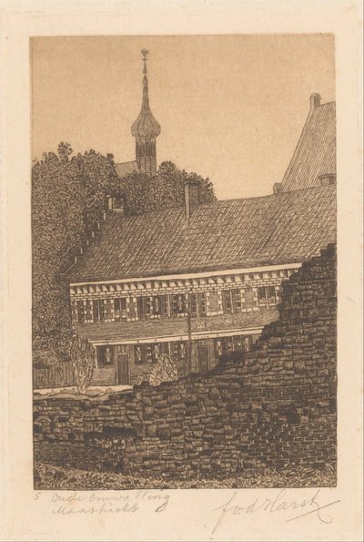Oude omwalling, Maastricht (título original sobre o objecto) de Frederik van der Harst (signed by artist)