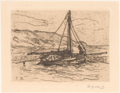 Barcaça de camarão no mar de Frederika Henriëtte Broeksmit (signed by artist)