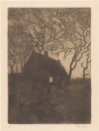 Casa à noite de Frederika Henriëtte Broeksmit (signed by artist)