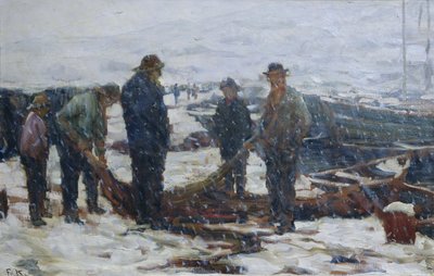 Pescadores, c.1900 (óleo sobre tela) de Fredrik Kolstoe