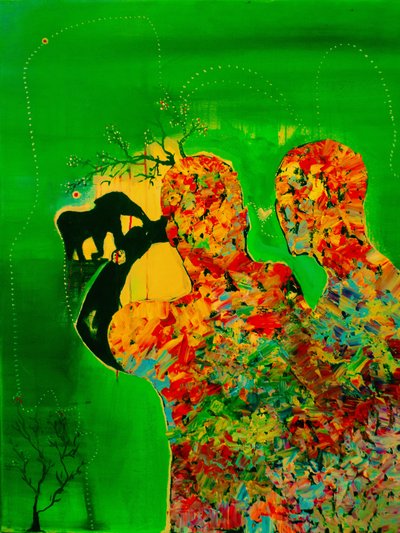 Sonho Abstrato e Vibrante de um Elefante de Fredrik Olsen