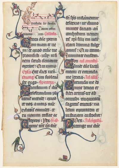 Folha Manuscrito do Missal de Beauvais de French 13th Century