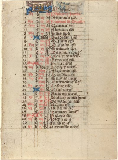 Página de um livro de horas de French 15th Century