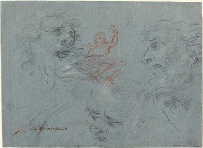 Estudo de Cabeças [reto] de French 17th Century