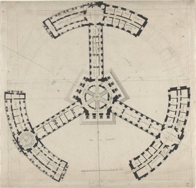 Planta baixa para uma Academia de Belas Artes de French 18th Century