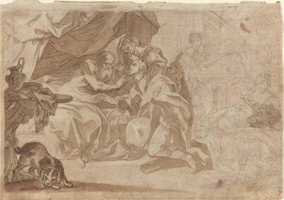 Jacó e Rebeca antes de Isaac [reto] de French 18th Century