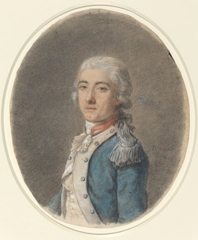 Retrato de um homem em um uniforme militar de French 18th Century