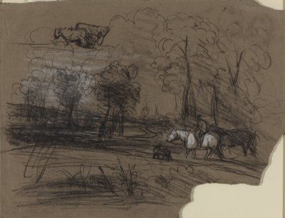 Cavaleiro no campo de French 19th Century