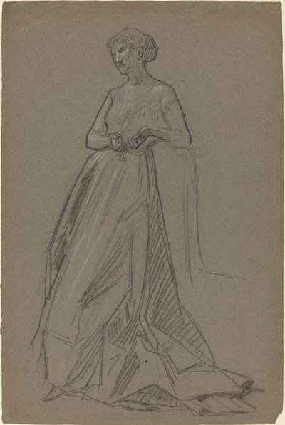 Mulher em pé, apoiando-se no cotovelo de French 19th Century