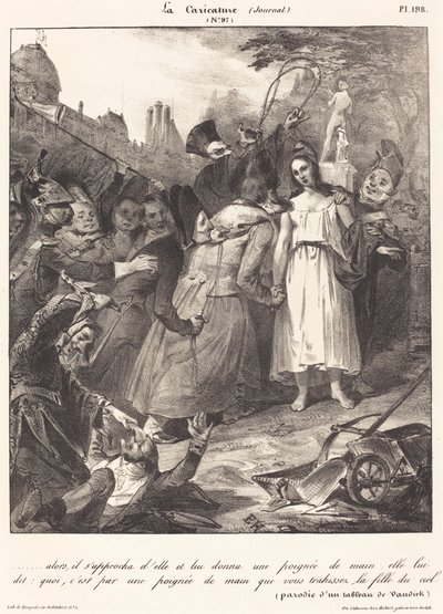 ... então ele se aproximou dela: Paródia de Traição de Cristo de van Dyck de French 19th Century