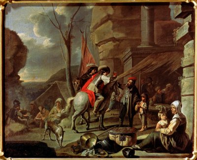 Cavaleiros em uma taberna, segunda metade do século XVII. de French Master