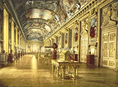 Uma galeria no Louvre, Paris, 1890-1900 de French Photographer