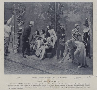 Atores e atrizes no Theatre des Varietes, Paris (foto a p/b) de French Photographer