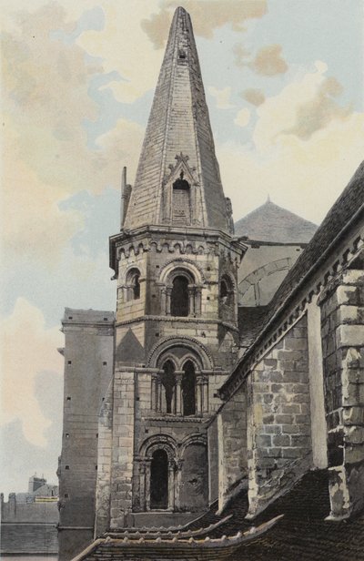 Auxerre, igreja de Saint-Eusebe, vista NÃO (antes da restauração) de French Photographer