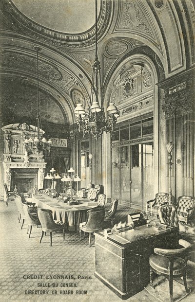 Sala de reuniões, banco Credit Lyonnais, Paris (foto a p/b) de French Photographer