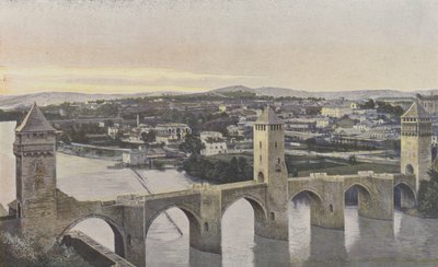 Cahors, Pont Valentre e vista do banco do lote de French Photographer