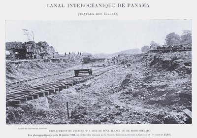 Canal Interoceânico do Panamá, Lock Work (foto a p/b) de French Photographer
