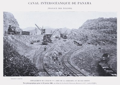 Canal Interoceânico do Panamá, Lock Work (foto a p/b) de French Photographer