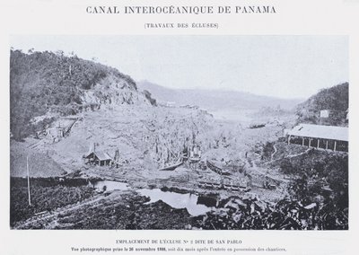 Canal Interoceânico do Panamá, Lock Work (foto a p/b) de French Photographer
