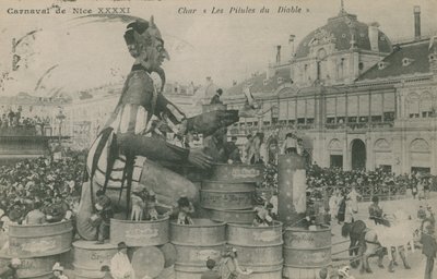 Bom Carnaval, Char, Os Comprimidos do Diabo. Postal enviado em 1913. de French Photographer