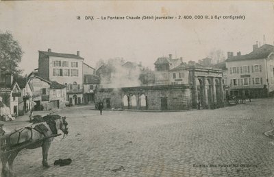 Dax - nascente de água quente (fluxo diário: 2400000 litros a 64 graus centígrados). Postal enviado em 1913. de French Photographer