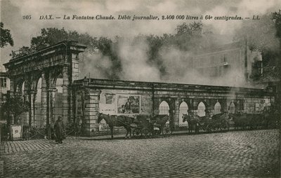 Dax - nascente de água quente (fluxo diário: 2400000 litros a 64 graus centígrados). Postal enviado em 1913. de French Photographer