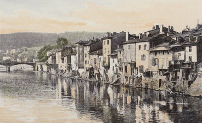 Epinal, casas antigas do cais Rualmenil, nas margens do Mosela de French Photographer