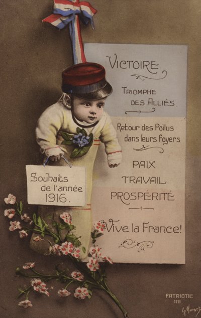 Cartão francês de ano novo, 1916 de French Photographer