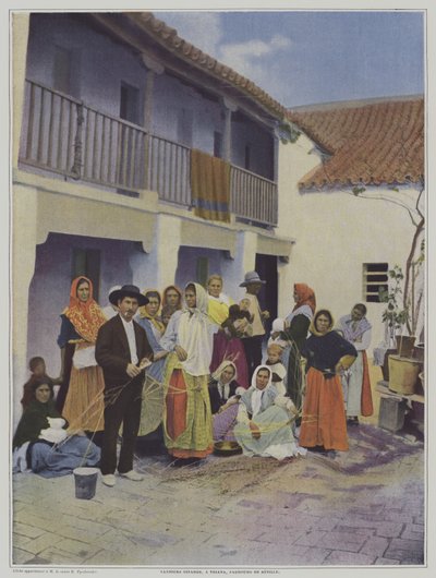 Tecelões ciganos em Triana, um subúrbio de Sevilha (cor litho) de French Photographer