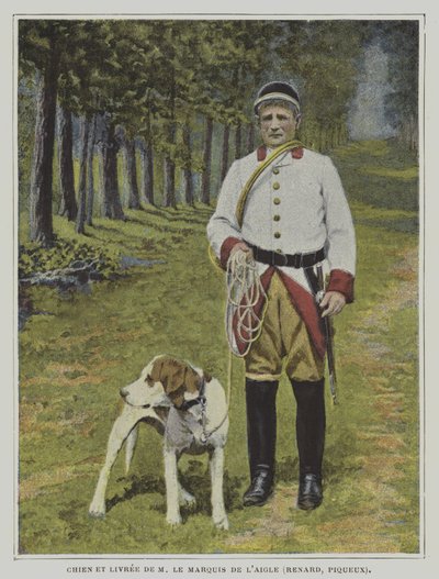Caçador e caçador na cavalariça da caça do Marquês de l