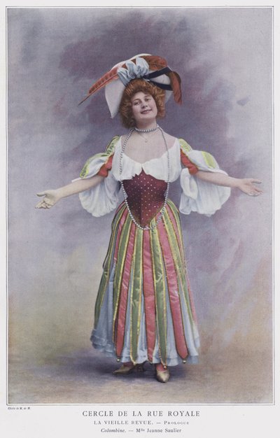 Jeanne Saulier como Colombine em La Vieille Revue (foto colorida) de French Photographer
