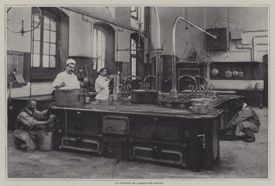 Cozinha do Lycee Janson-de-Sailly, Paris (foto a p/b) de French Photographer