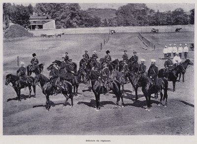Exército Russo: Oficiais do regimento (foto a p/b) de French Photographer