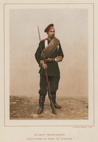 Exército Russo: Regimento Preobrazhenskiy, NCO em Vestimenta de Campo (foto) de French Photographer