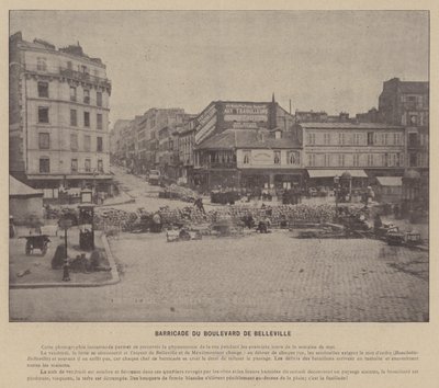 A Comuna de Paris, Boulevard De Belleville Barricade (foto a p/b) de French Photographer