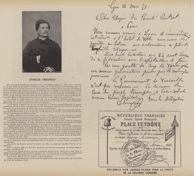 A Comuna de Paris, Charles Amouroux, Facsimile Of A Pass For The Fall Of The Vendome Column (foto a p/b) de French Photographer