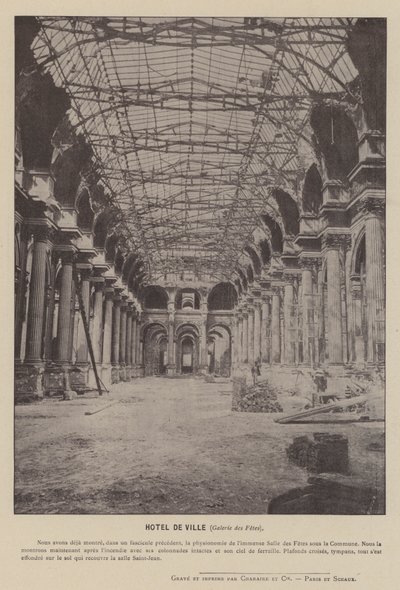 La Commune de Paris, Hotel De Ville, Galerie des Fetes (foto a p/b) de French Photographer