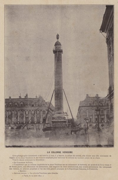 A Comuna de Paris, A Coluna Vendôme (foto a p/b) de French Photographer