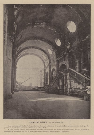 Comuna de Paris, Palais De Justice, Salle des Pas-Perdus (foto a p/b) de French Photographer