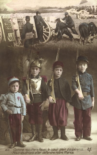Como nossos queridos pais, nossos corações cheios de esperança, nós queremos ir e defender nossa França (foto colorida) de French Photographer